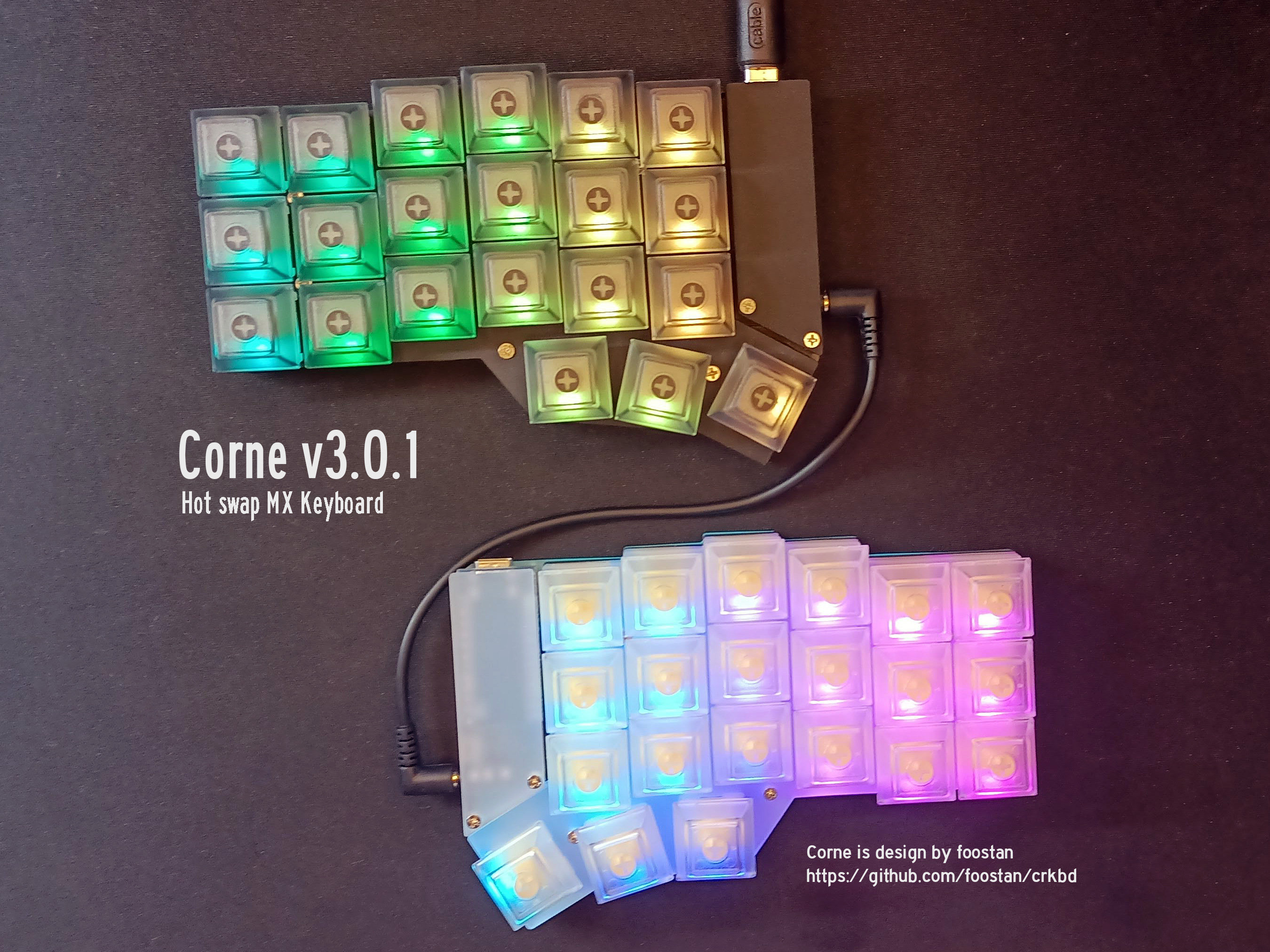 Pabile Corne V3 Hotswap MX Split Ergonomic Mechanical Keyboard Ready to