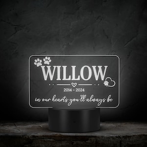 Pet Memorial Light Up Acrylic LED Sign, Custom Pet Plaque, Dog Memorial Gifts, Pet Night Light, Pet Loss Gifts, Cat Loss Sympathy Keepsake