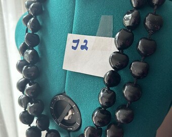 Hawaii Black Kukui Nut Lei Necklaces  32", Set Of 2.