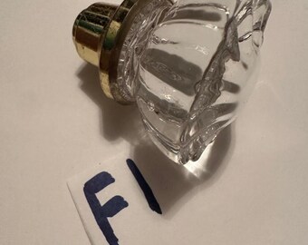 Antiker Glas / Messing Türknauf.