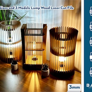 3 Models Wood Pendant Light Chandelier Lamp lampshade laser cut plywood Digital Download | SVG, DXF, AI Laser cut file