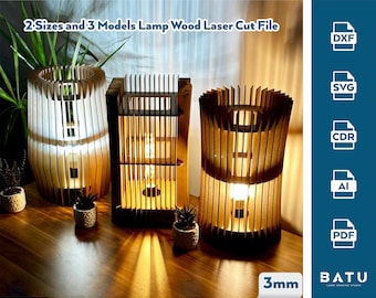 Laser Cut Wood Lamp Chandelier | 3 Models SVG DXF AI (Digital Download)