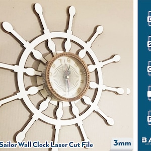 Sailor Wall Clock SVG, Watch Models, Wall Decor Clocks, DXF Files for Laser Cut File, Vector Plan, Cnc Router File, Cnc Cut File Collection