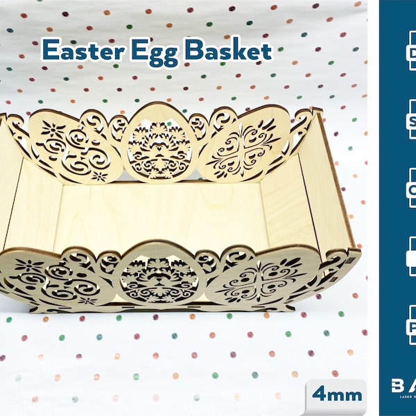 Decorative Laser Cut Wooden Easter Basket Laser cut Egg Bowl SVG files cnc template laser cut Digital Download | SVG, DXF