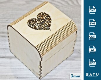Laser Cut Wooden Jewelry Gift Box SVG Files, Valentine's Day Gift