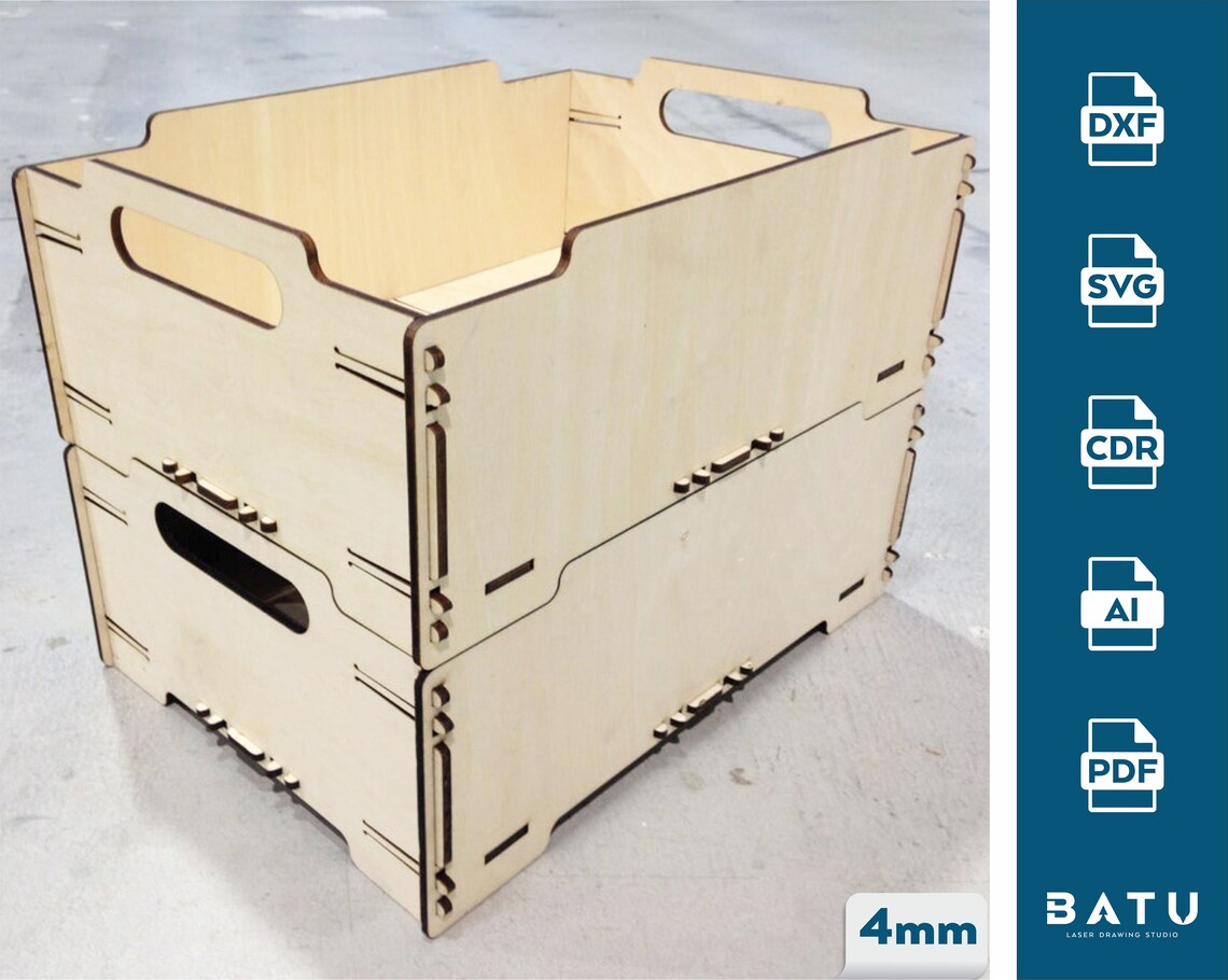 Laser Cut Stackable Storage Box Files, Laser Cut Wooden Box, Vector ...