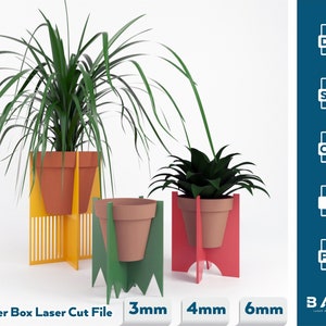 Laser Cut Wooden Decorative Plant Stands, Plant Pot, Flowerpot, Flower Stand, Glowforge Svg, Laser Cut File, Cnc Cut File