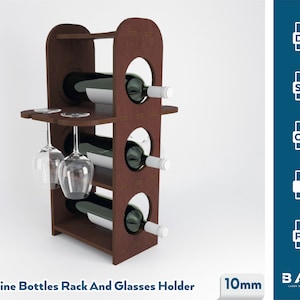 Laser Cut Tabletop Wine Rack, Christmas Gift, Wine Holder, Wine Standing Wine Organizer Svg Dxf Pdf Ai File for Laser Cnc Cut Glowforge Cut