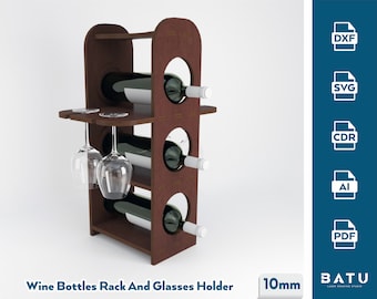 Laser Cut Tabletop Wine Rack, Christmas Gift, Wine Holder, Wine Standing Wine Organizer Svg Dxf Pdf Ai File for Laser Cnc Cut Glowforge Cut
