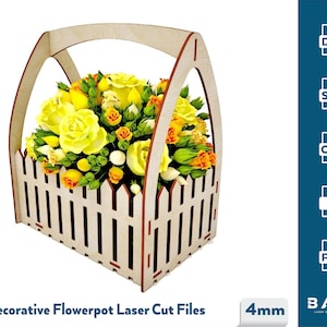 Decoratieve bloemenmand lasergesneden houten paasmandje lasergesneden eierschaal SVG-bestanden cnc-sjabloon lasergesneden kerstcadeau | SVG, DXF