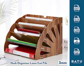 Laser Cut Desk Organizer SVG File, Storage Template (Digital Download)