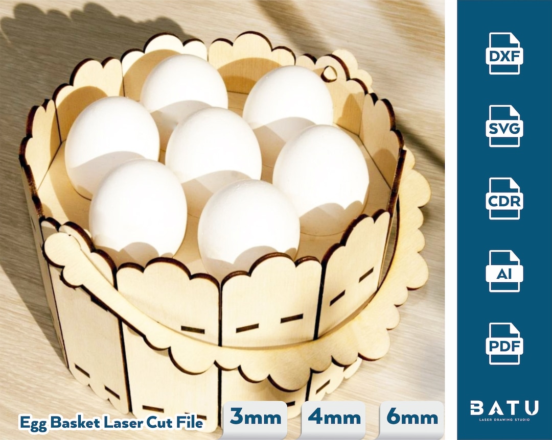 Laser Cut Wooden Easter Egg Basket, SVG DXF PDF - Etsy