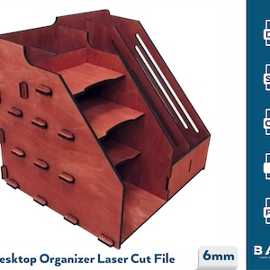 Organizador de escritorio de madera cortado con cajones Soporte para  bolígrafo Caja de almacenamiento 3 mm CDR SVG DXF Pdf Ai Eps Archivos -   España