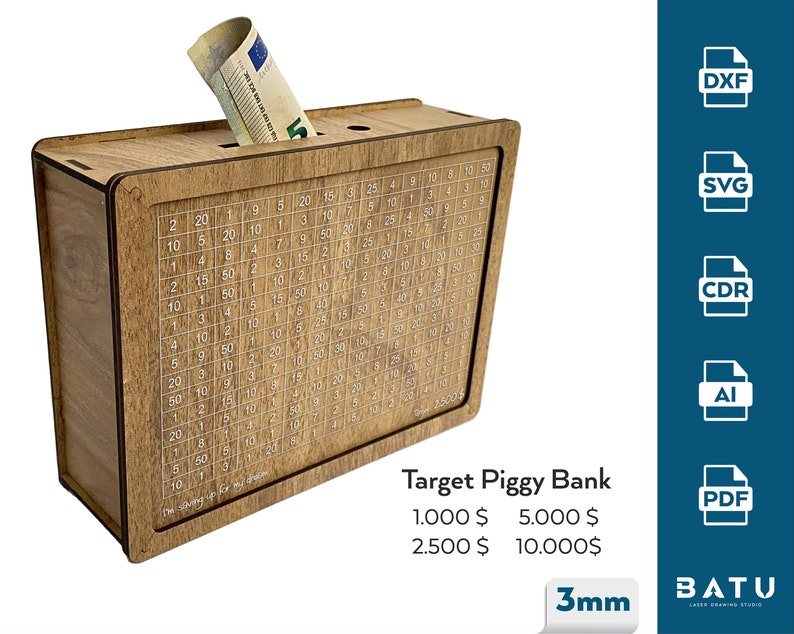 Target Piggy Banks Money Box SVG Laser Cut File (Download Now) Etsy