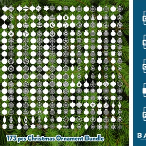 173 pcs Christmas Ornament SVG, Christmas Tree Decorations, Laser Cut Bauble SVG Bundle, Christmas Gift Sets, dxf svg cdr ai pdf vector