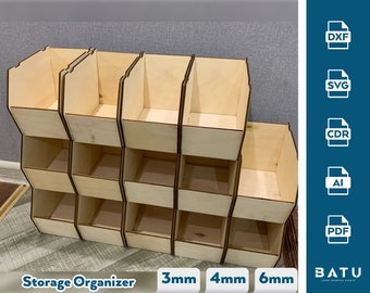 Laser geschnittene stapelbare Aufbewahrungsbox-Dateien, Laser geschnittene Holzkiste, Vektordateien für Holz-Laserschneiden, Glowforge