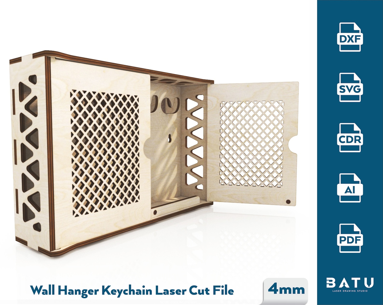 Laser Cut Wall Key Holder With Shelf Svg Glowforge Home Wall Key Sign ...