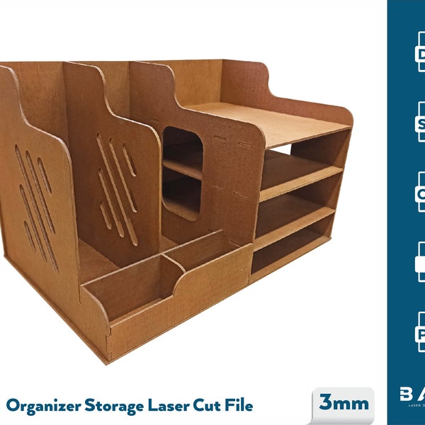 Laser cut organizer svg file Glowforge organizer svg Organizer storage svg cricut Organizer vector laser cut template Organizer dxf file