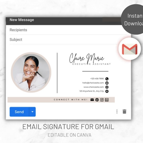 Email Signature for Gmail, Notary Email Signature Clickable with Logo, Gmail Email Signature Temp, Email Signature Real Estate