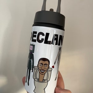 Skibidi toilet gepersonaliseerde kinderfles - waterfles gepersonaliseerde Skibidi-toiletfles sportdrank - gepersonaliseerde Skibidi-toiletfles.