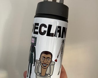 Garrafa de água sanitária personalizada Skibidi - Bebida esportiva infantil