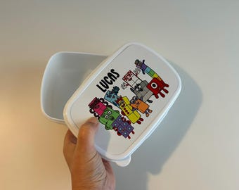 Blocos de números Lancheira. Almoço escolar, lanches, estoque secreto. Personalizado para suas necessidades.