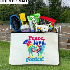 Peace Love Ponies Tie Dye Pony Horse Zipper Pouch | Makeup Accessories Bag | Equestrian Gift Idea | FREE SHIPPING