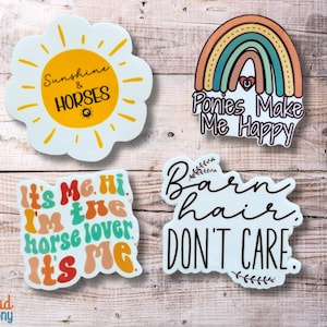I LOVE HORSES Equestrian Funny Vinyl Horse Sticker Pack | Fun Horse Gift | Horse Show | Birthday | Waterproof High Quality | 4 STICKERS