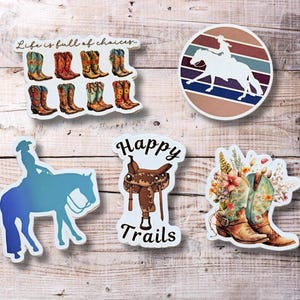 WESTERN Horseback Riding Equestrian Funny Vinyl Horse Sticker Pack | Fun Gift | Horse Show | Birthday | Waterproof High Quality | 5 STICKERS