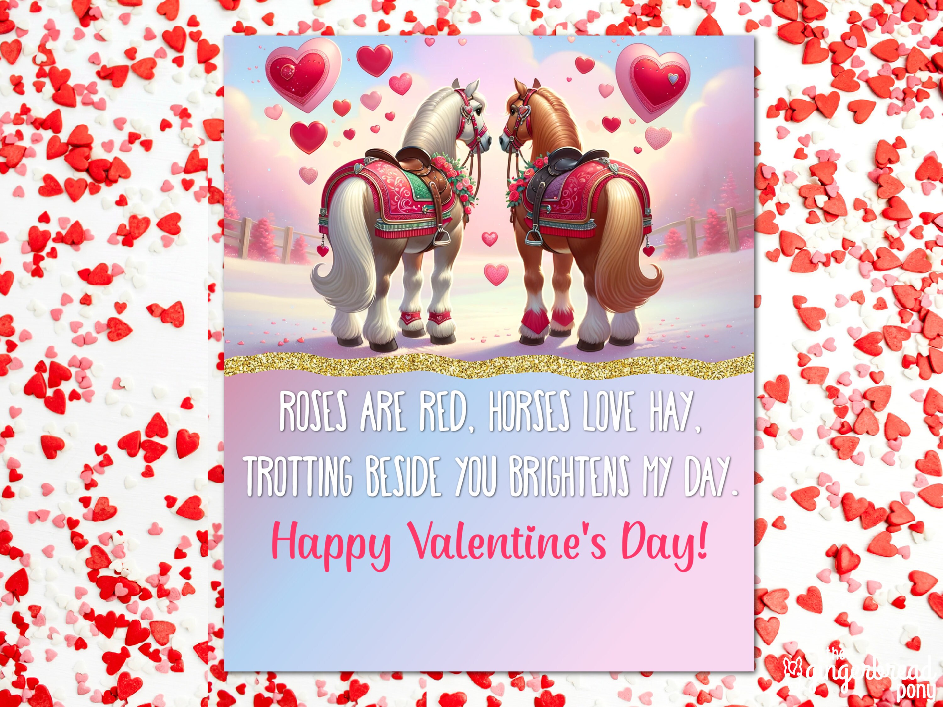 HORSE Themed Valentine Printable CARDS Roses Are Red Easy Class ...