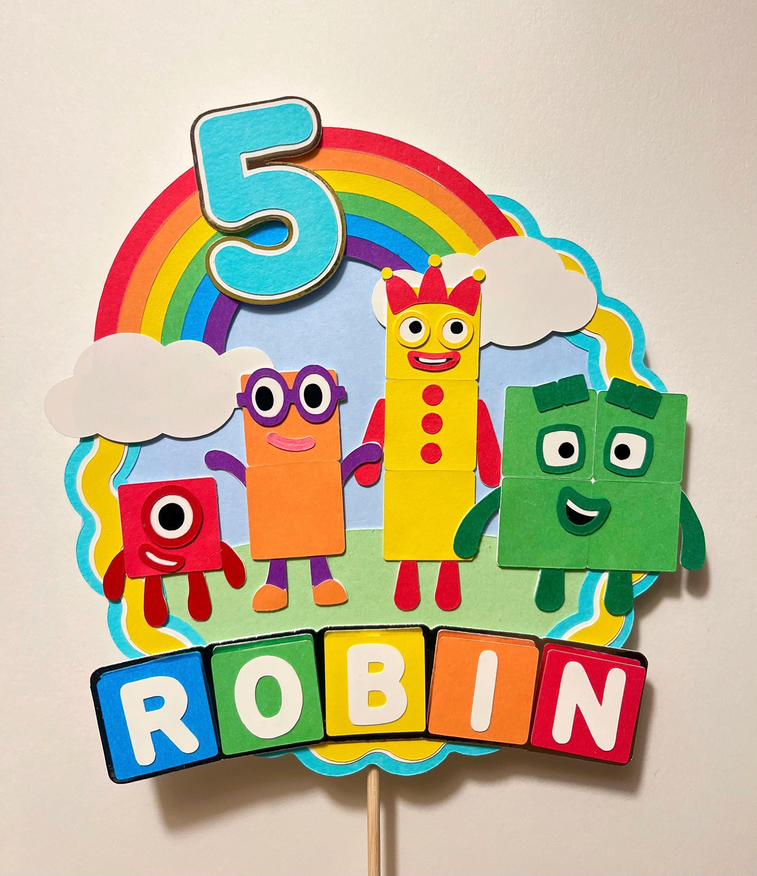 Personalised Number Blocks Inspired Cake Topper - Etsy
