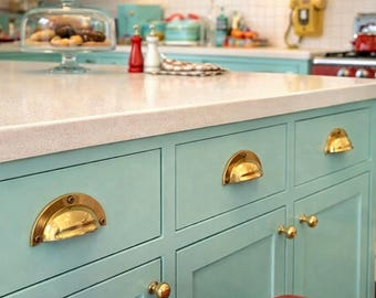 Set of Handmade Solid Brass Handles, Handcrafted Drawer Handles for an Elegant Kitchen