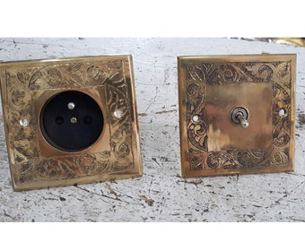 interruptor de latón grabado, placa de toma de corriente de cobre marroquí