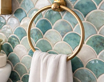 Solid Brass Towel Ring Holder | Classic Bathroom Wall Ring | Vintage Style Hand Towel Hanger | Luxury Brass Hardware Decor
