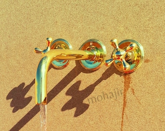 Nostalgia Brass Two Handle Wall Mounted Concealed Faucet for Sink and Bathroom