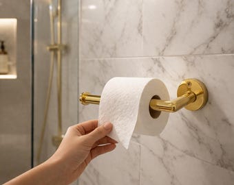 Unlacquered brass toilet paper holder, luxury brass toilet roll holder for modern bathroom decor