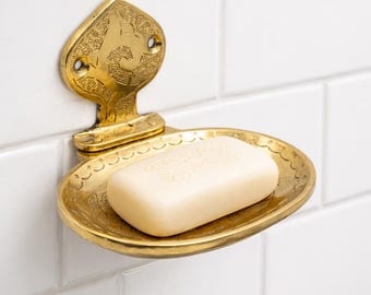 Handcrafted copper wall-mounted soap dish, hand-engraved wall-mounted soap dish, handcrafted soap dish