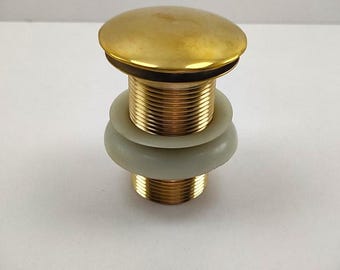Tappo per lavabo in ottone retrattile | Tappo per lavabo in ottone massiccio non laccato | Scarico automatico in stile vintage
