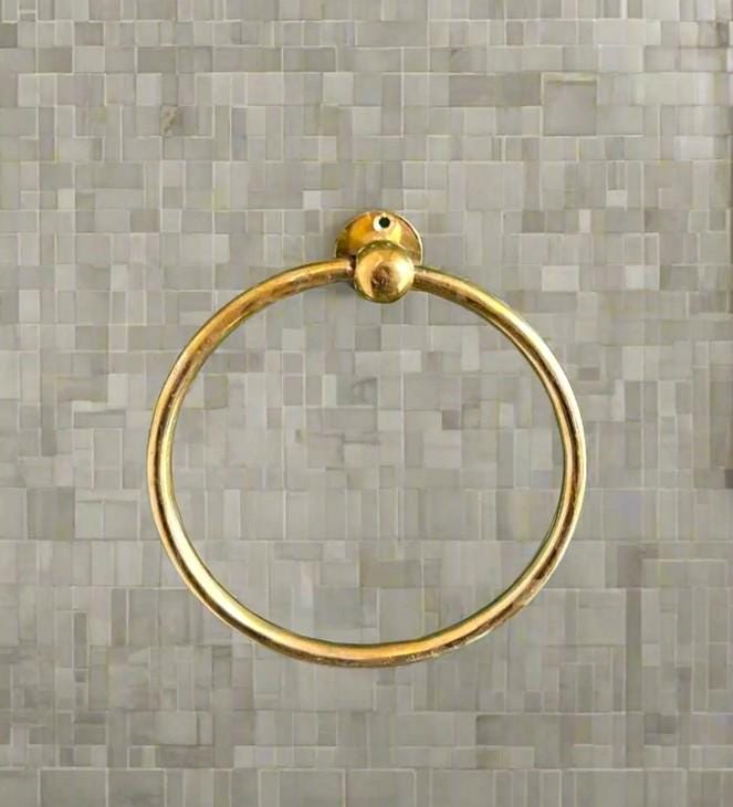 Porte-Serviette En Laiton Massif | Anneau Mural Classique Pour Salle De Bain Vintage Décoration Luxueuse