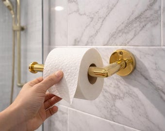 Unlacquered brass toilet paper holder, luxury brass toilet roll holder for modern bathroom decor