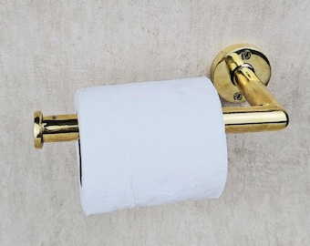 Solid brass unlacquered toilet paper holder for bathroom, copper toilet paper holder
