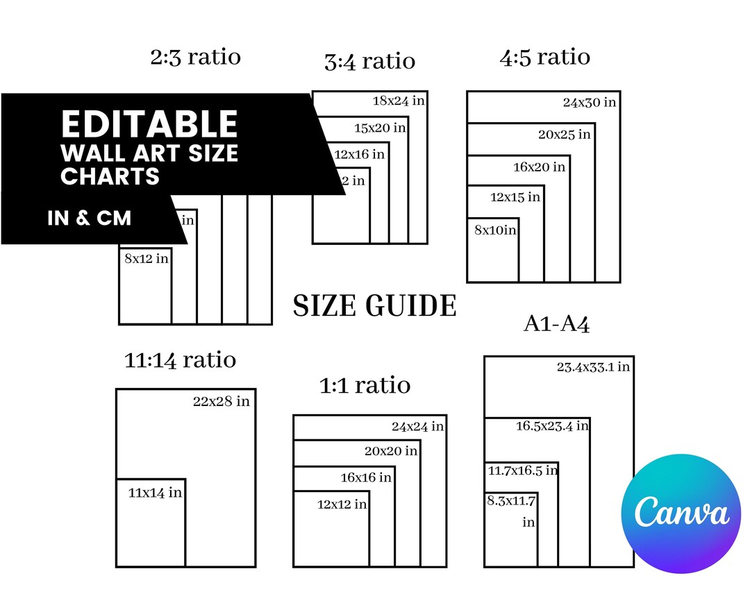 Minimalist Wall Art Size Guide Vertical Frame Size Guide Etsy Australia