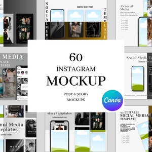 Instagram Post & Story Mockups: 60 Canva Templates (Digital Download)