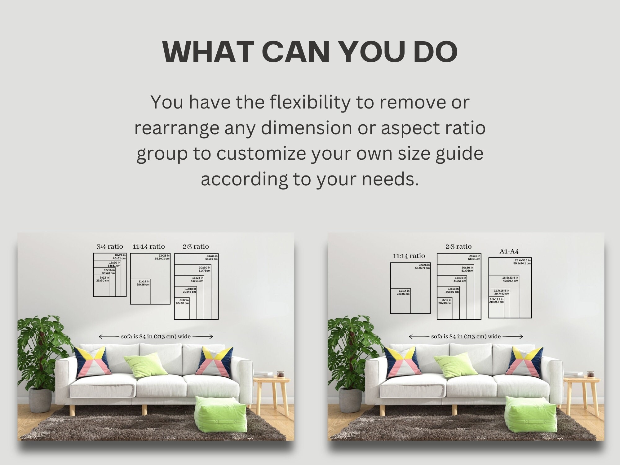 Editable Wall Art Size Guide: Canva Template (digital Download) - Etsy
