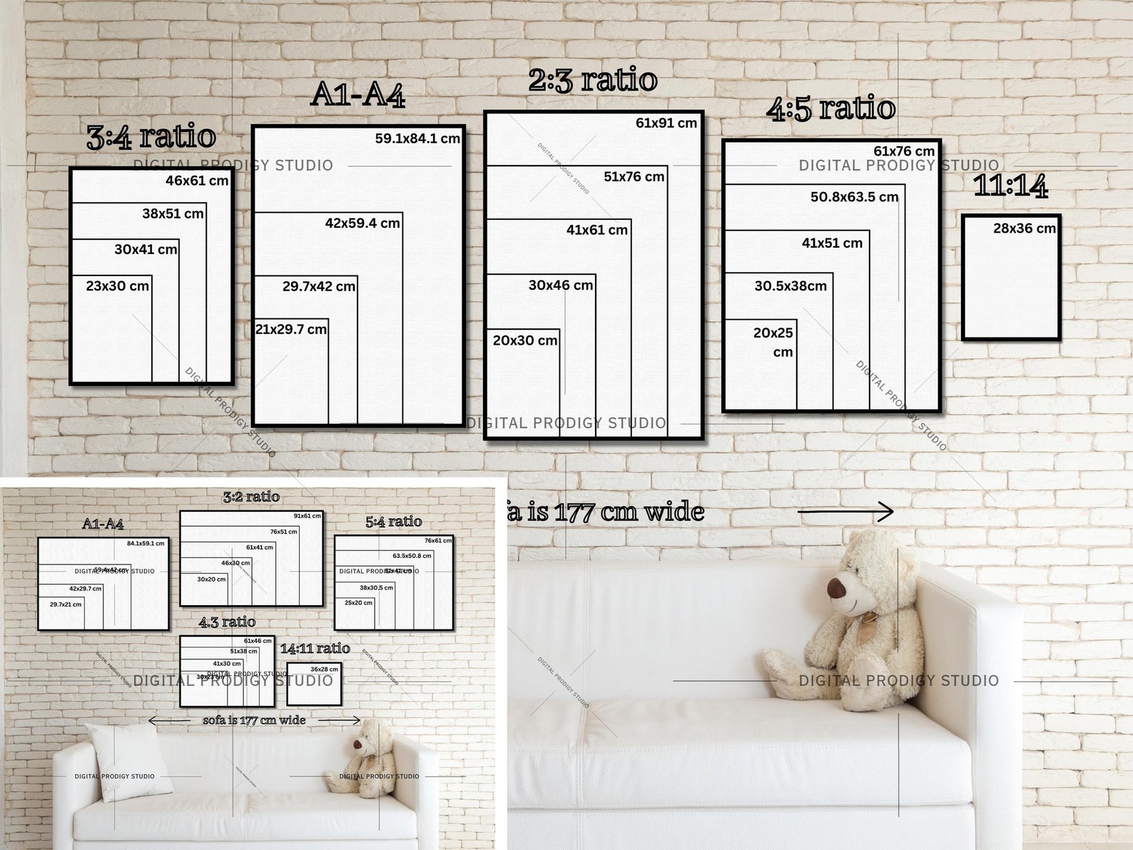Art Size Guide: Printable Frame Size Comparison (canva Editable ...