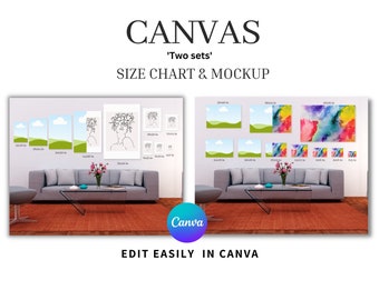 Canvas Size Comparison Mockup: Wall Art Size Guide (Canva Template)