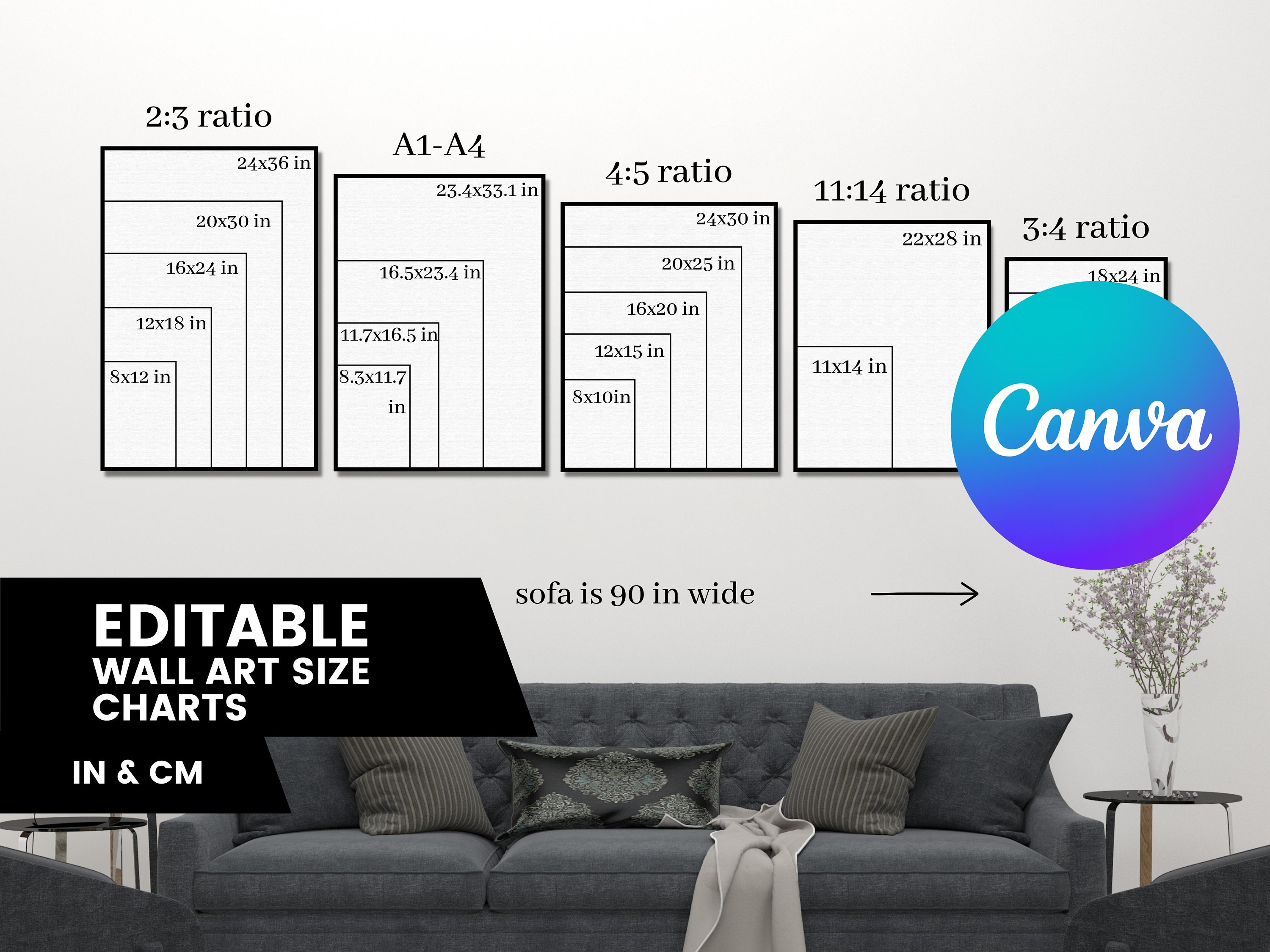 Size Guide for Digital Artwork With Multiple Aspect Ratios Etsy