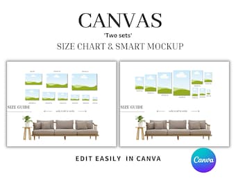 Canvas Size Guide Mockup: Wall Art Print Sizes (Canva Template)