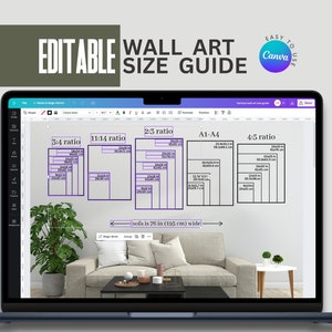 Wall Art Size Guide, Frame Size Guide, Print Size Guide, Digital Print Size Guide, Wall Art Ratio Guide, Art Size Guide, editable in canva