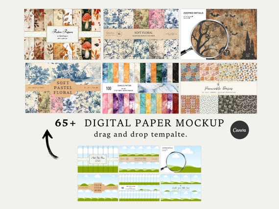 Digital Paper Mockup Templates: Seamless Drag & Drop for Etsy (PDF)